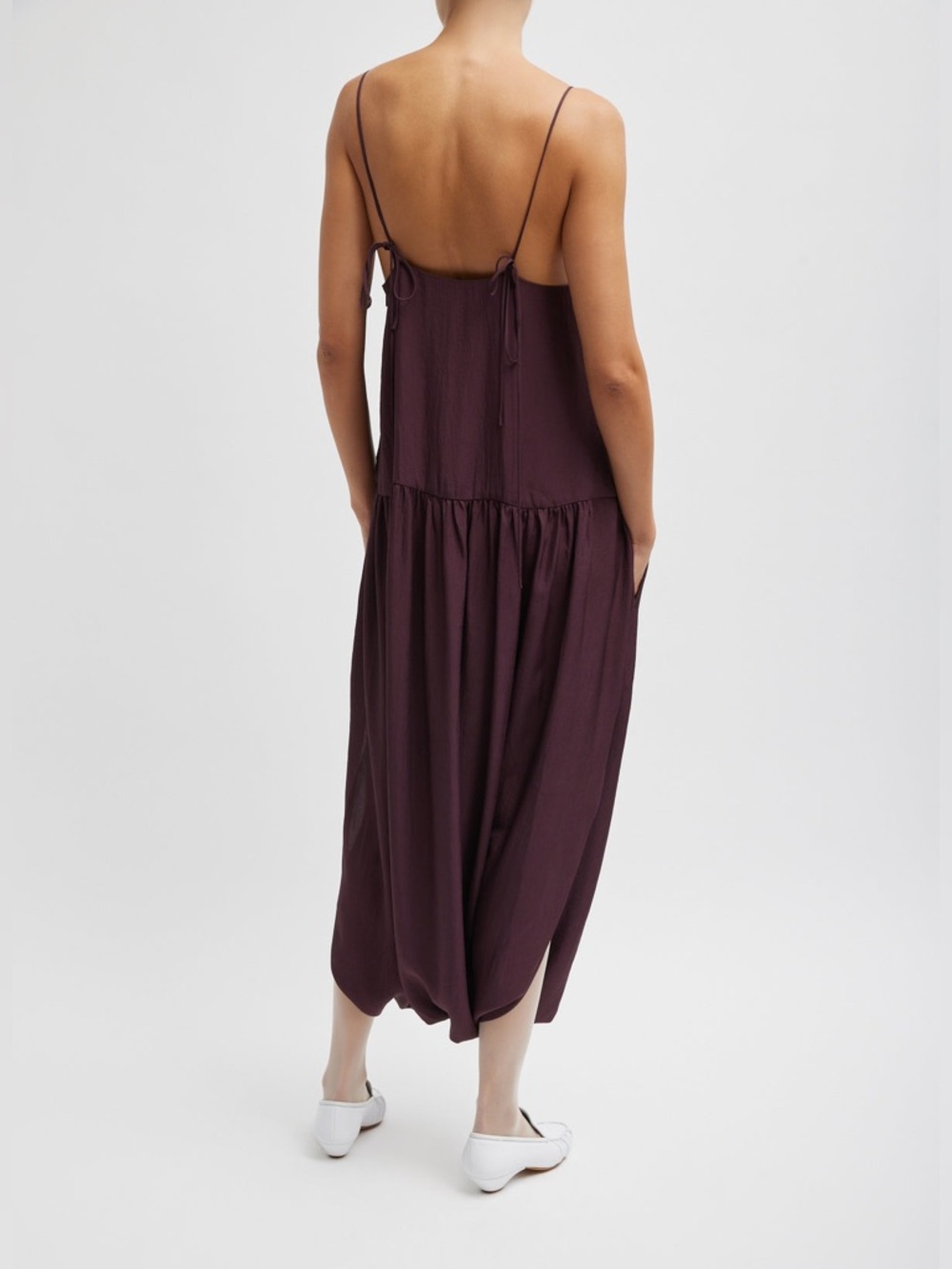 Tibi Dress Women’s Spring Acetate Strappy Jalouise in Crimson Dark Red Satin - Picture 2 of 6